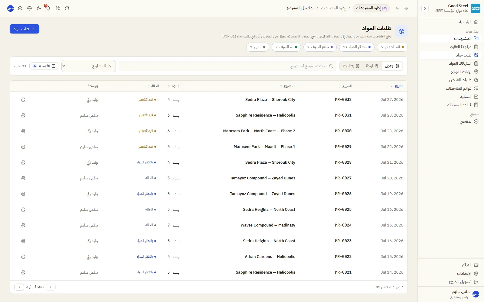 طلب مواد مرفوع من الموقع