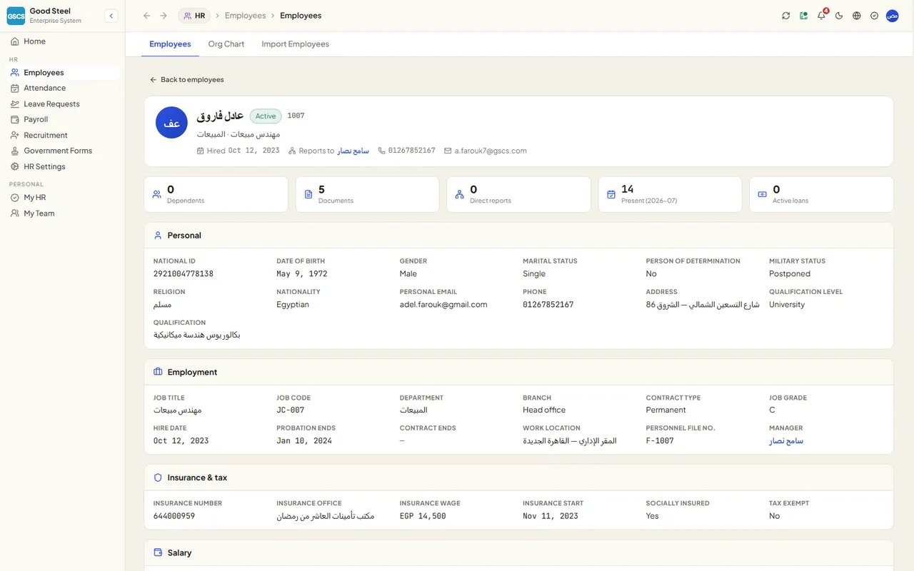 Complete employee master file