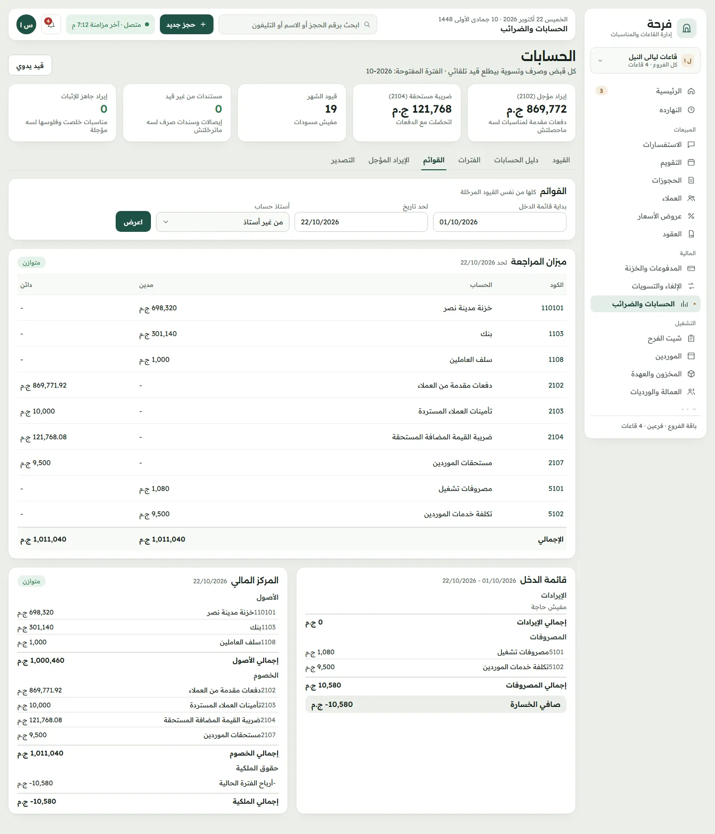 Trial balance, income statement and balance sheet