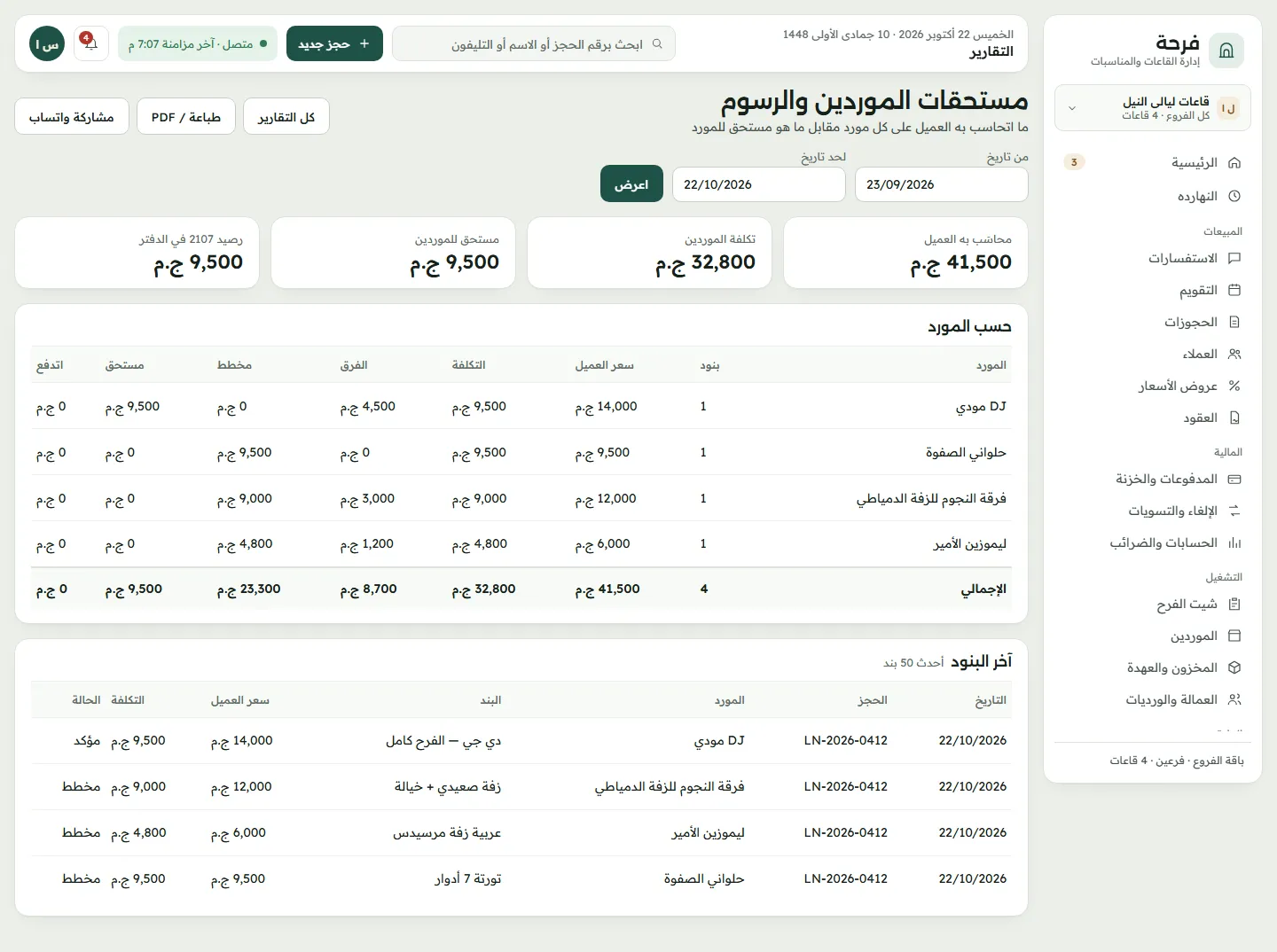 Vendor payables matching the ledger