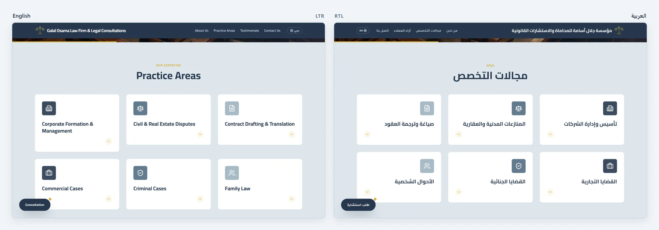 مجالات التخصص باللغتين — EN