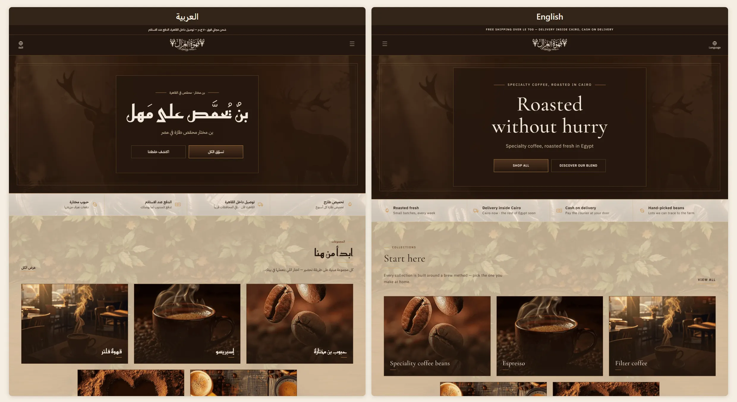 Home Page in Arabic and English