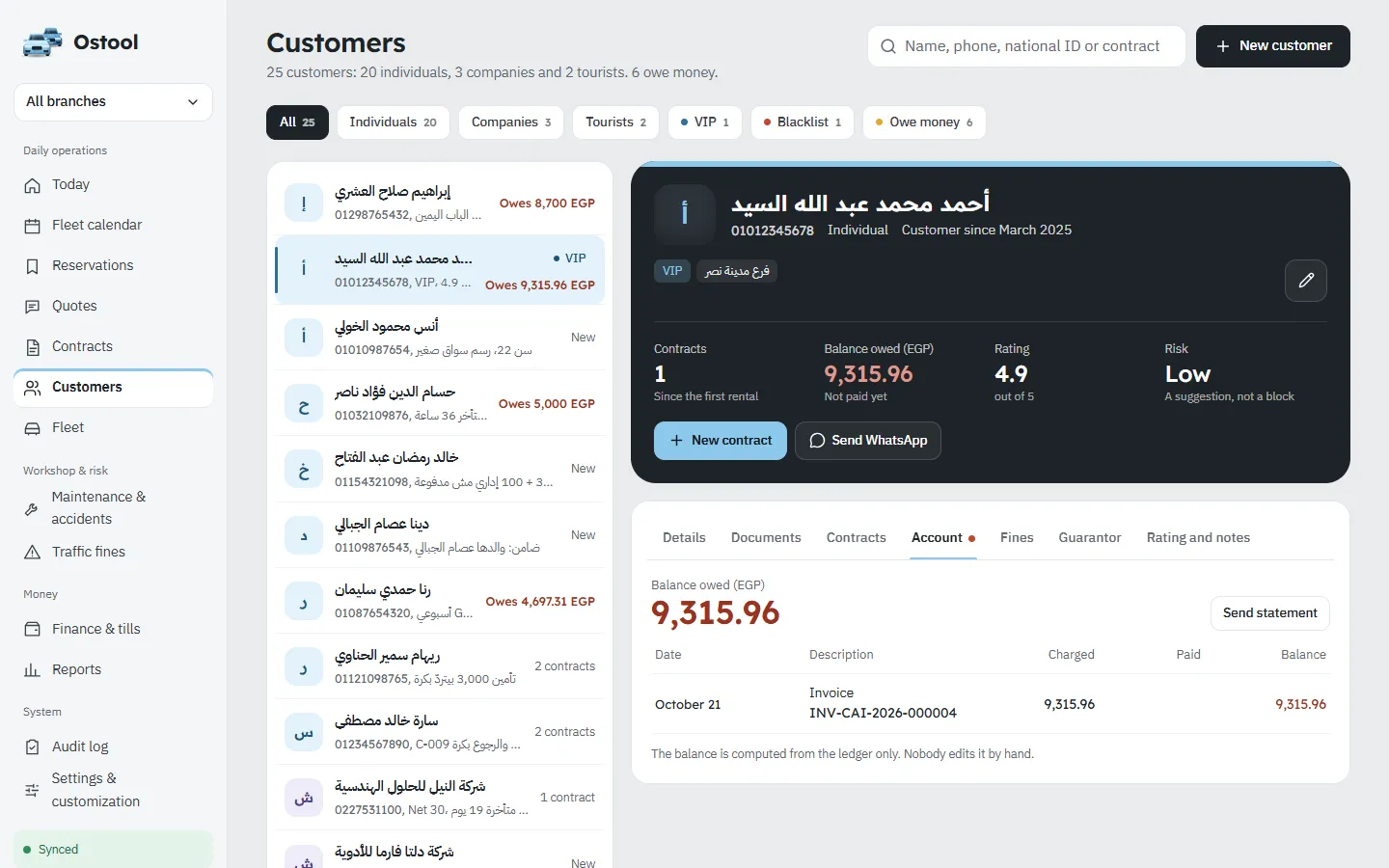 Customer file: account