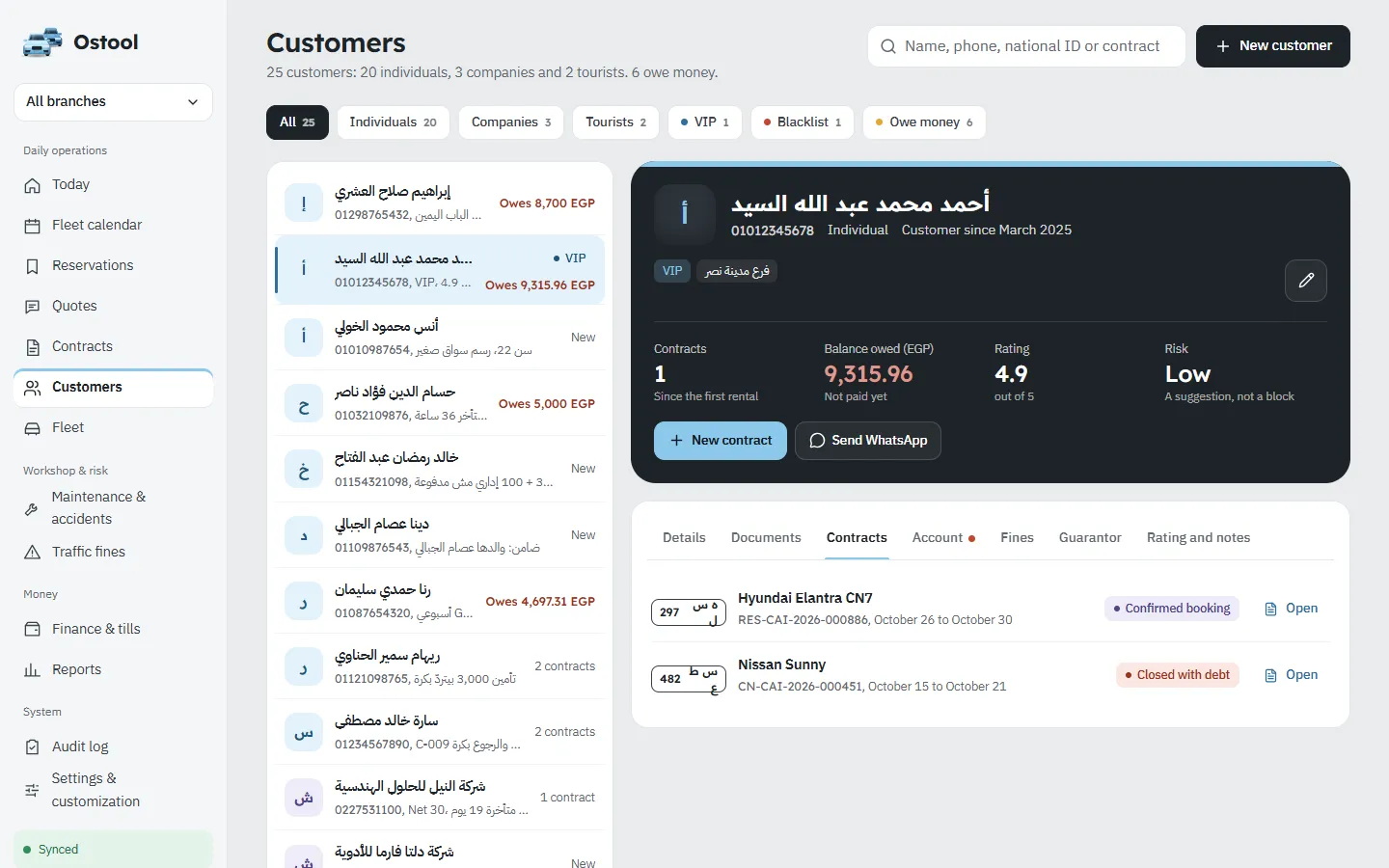 Customer file: contracts