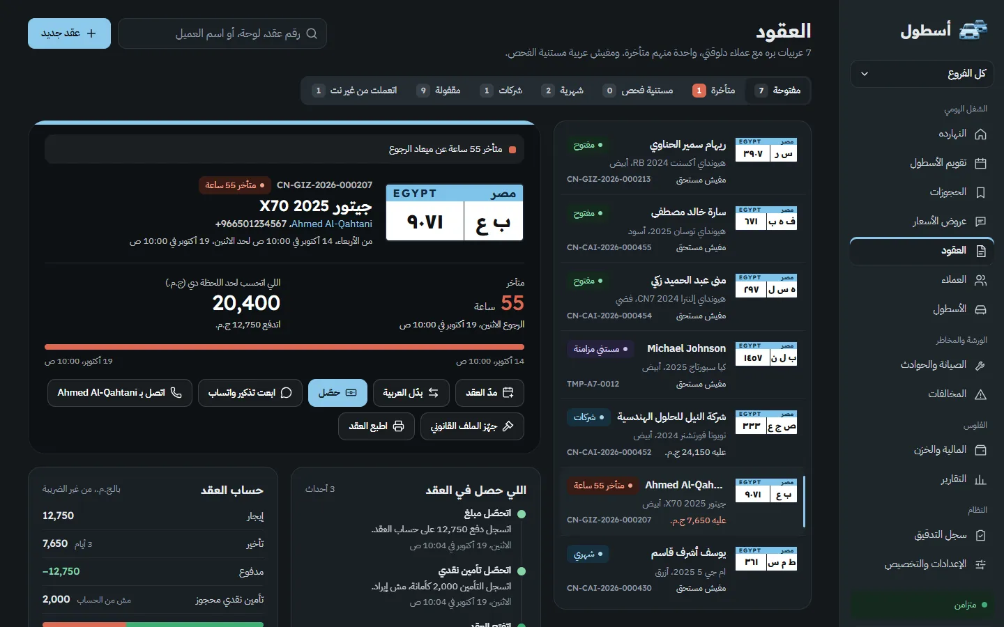 العقود في الوضع الليلي